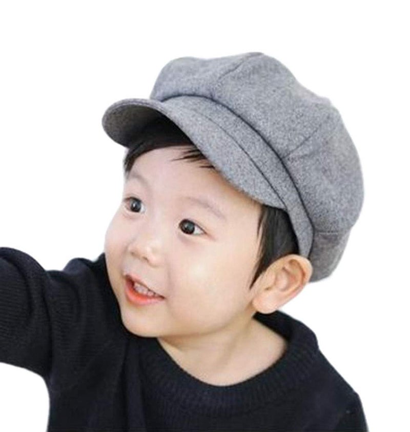 Newfancy قبعات شتوية للأطفال من الأولاد والبنات بثماني لوحات قبعات نيوز بوي من الصوف بيري مسطحة قبعة كابي للأطفال الرضع، من 2 إلى 7 سنوات - Image 2